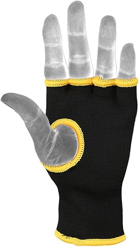 Miniatura 4 de MRX Muay Thai - Guantes de boxeo interiores protectores para manos (negro, amarillo, M)