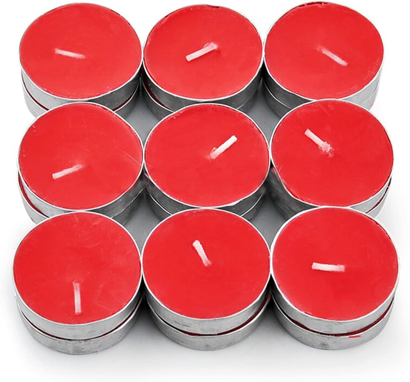 Wax Red Tealight Candles, Plain Tea Lights Candles Set of 25 for Diwali Decorations, Fancy Unscented Tealight Candles Pack of 25pcs (Red Colour)