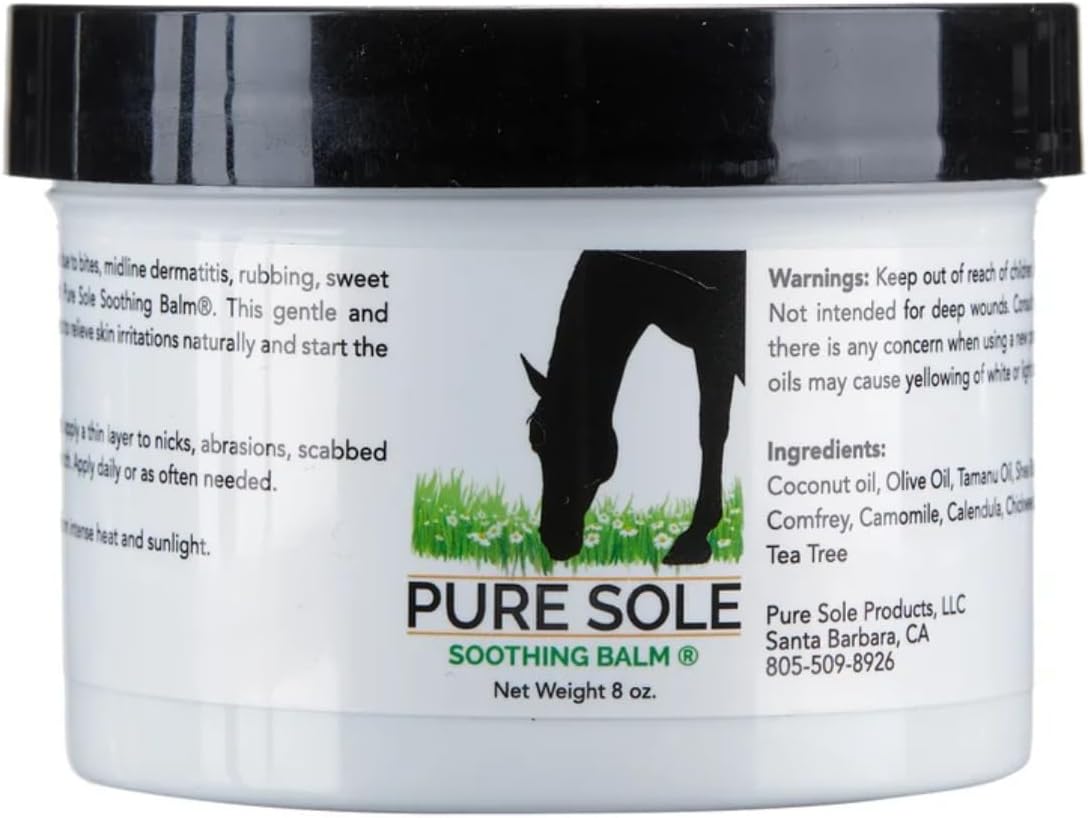 Pure Sole Soothing Balm - Wound Care Ointment for Horses - Quick Equine Relief and Healing for Chafing, Sores and Sweet Itch 8 oz
