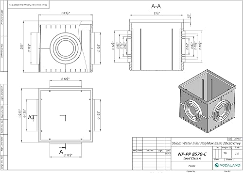 Miniatura 4 de Vodaland - Lavabo de captura grande de 22 x 22 pulgadas con rejilla de acero galvanizado sellado paquete completo