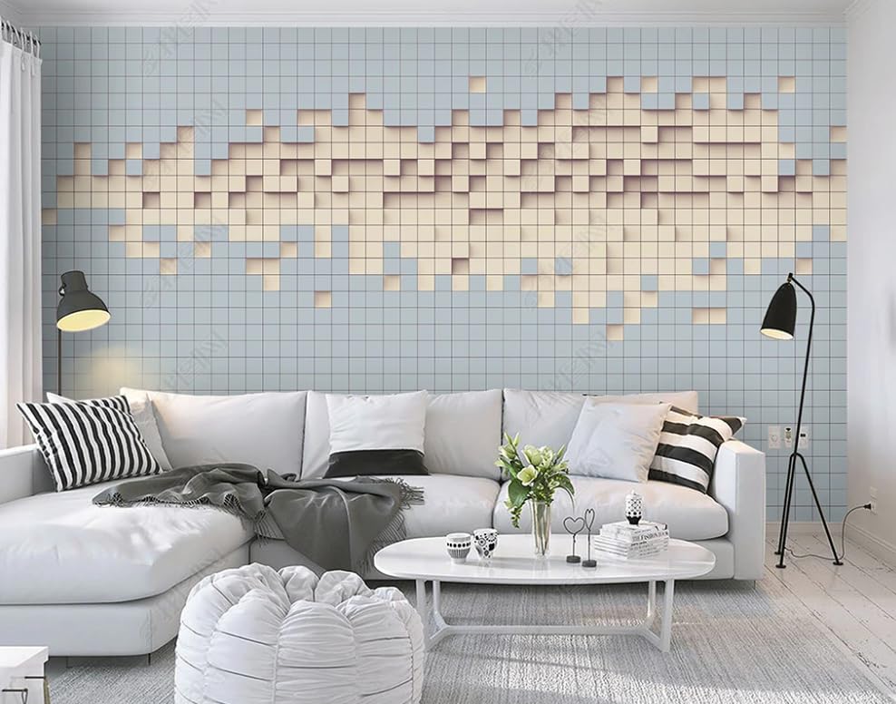 Papier peint géométrique noir et blanc poster géant mural salon