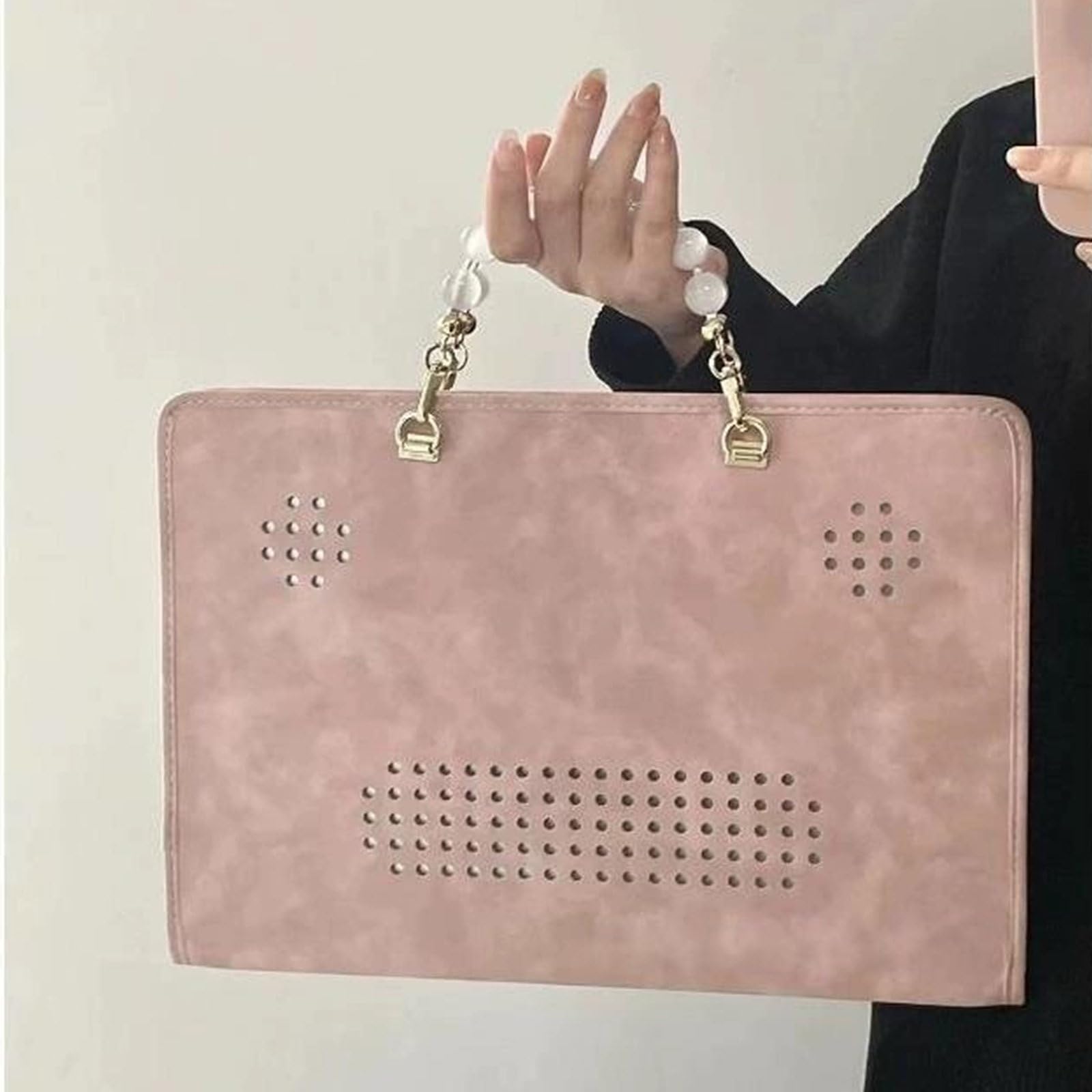 Custodia Protettiva Rosa per Computer Portatile, Custodie Laptop Borsa con Maniglia, Borsa Porta Pc Donna in Pelle PU Custodia da Trasporto, per Studenti e Professionisti