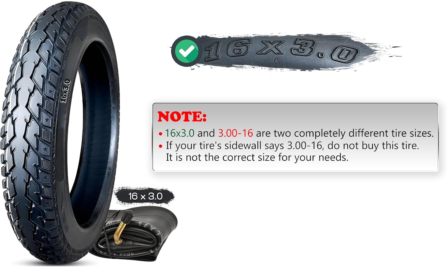 16x3.0 Ebike Tire and Tube Set for Electric Bike, 8-Level Design, Load capacity: 385 lbs, Antipuncture Snow Tyre for E-bike with Bent Valve Inner Tube, Neumático Camara 16x3 Off-road All-Terrain