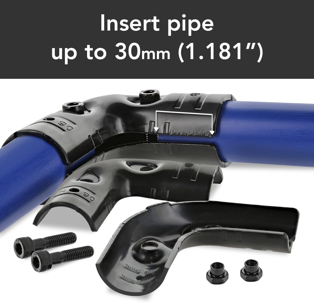 8020, HJ-90, 2 Way 90 Degree Rounded Angle Joint Clamp Set for OD 28mm 1.1" Pipes, Steel Pipe Connector, 80/20, 10 Pack