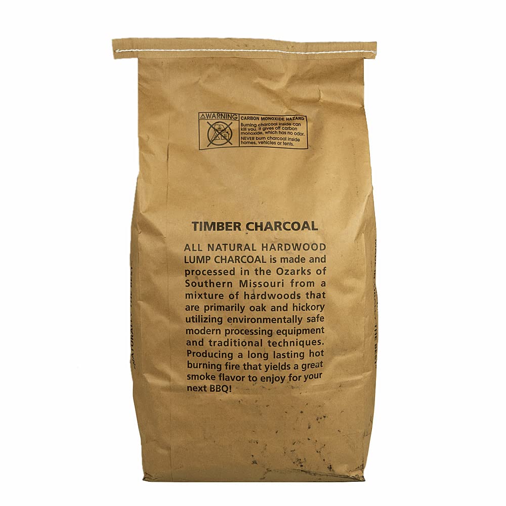 Timber Hardwood Lump Charcoal 20-Pound Bag Made of Oak and Hickory Wood Pieces