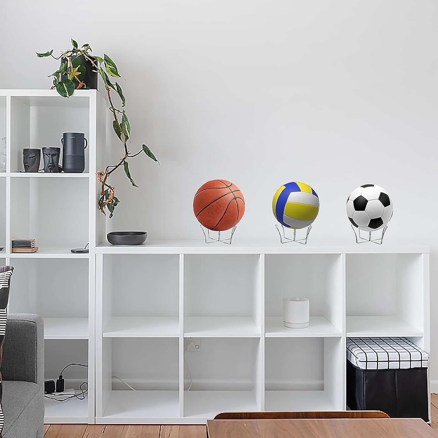 Porta Palloni Espositore per Pallone da Calcio Supporto da Palla Base Piede Sedile 2 Pezzi