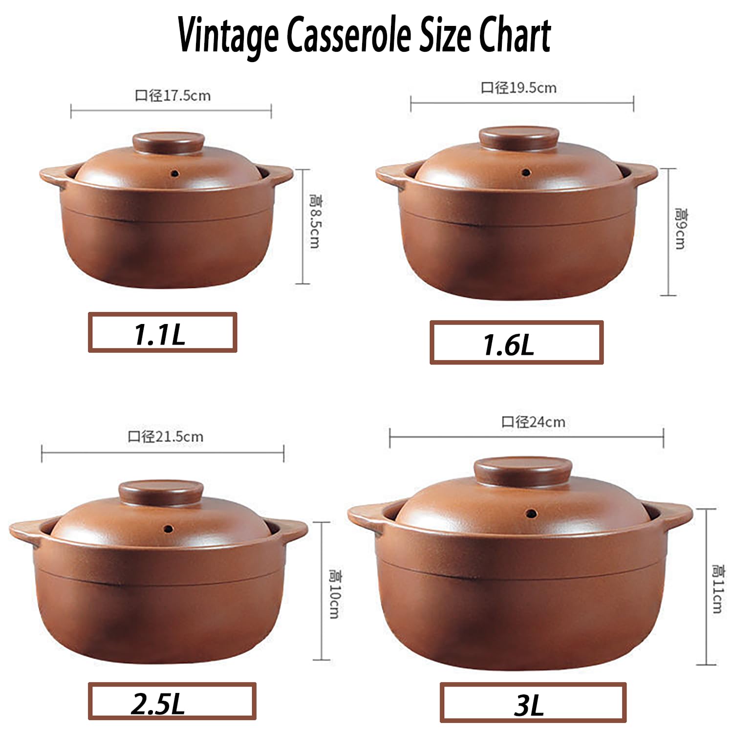 garnek ceramiczny, Gotowanie Gliniany garnek Gorący Gliniane garnki Retro styl(1.1l)