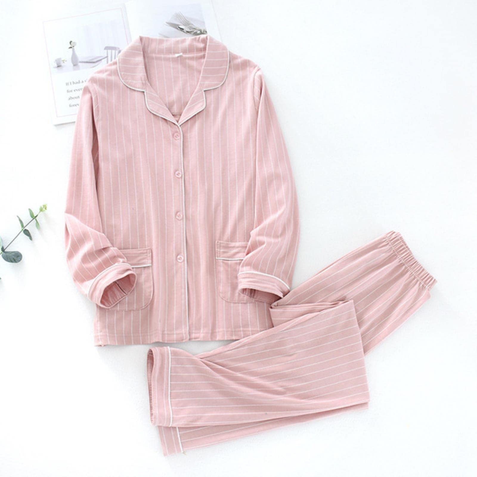 Pigiama Pigiama di Cotone Set per Autunno E Inverno Manica Lunga Pantaloni Lunghi Pigiami A Strisce per Donna E Uomo Abito da Casa