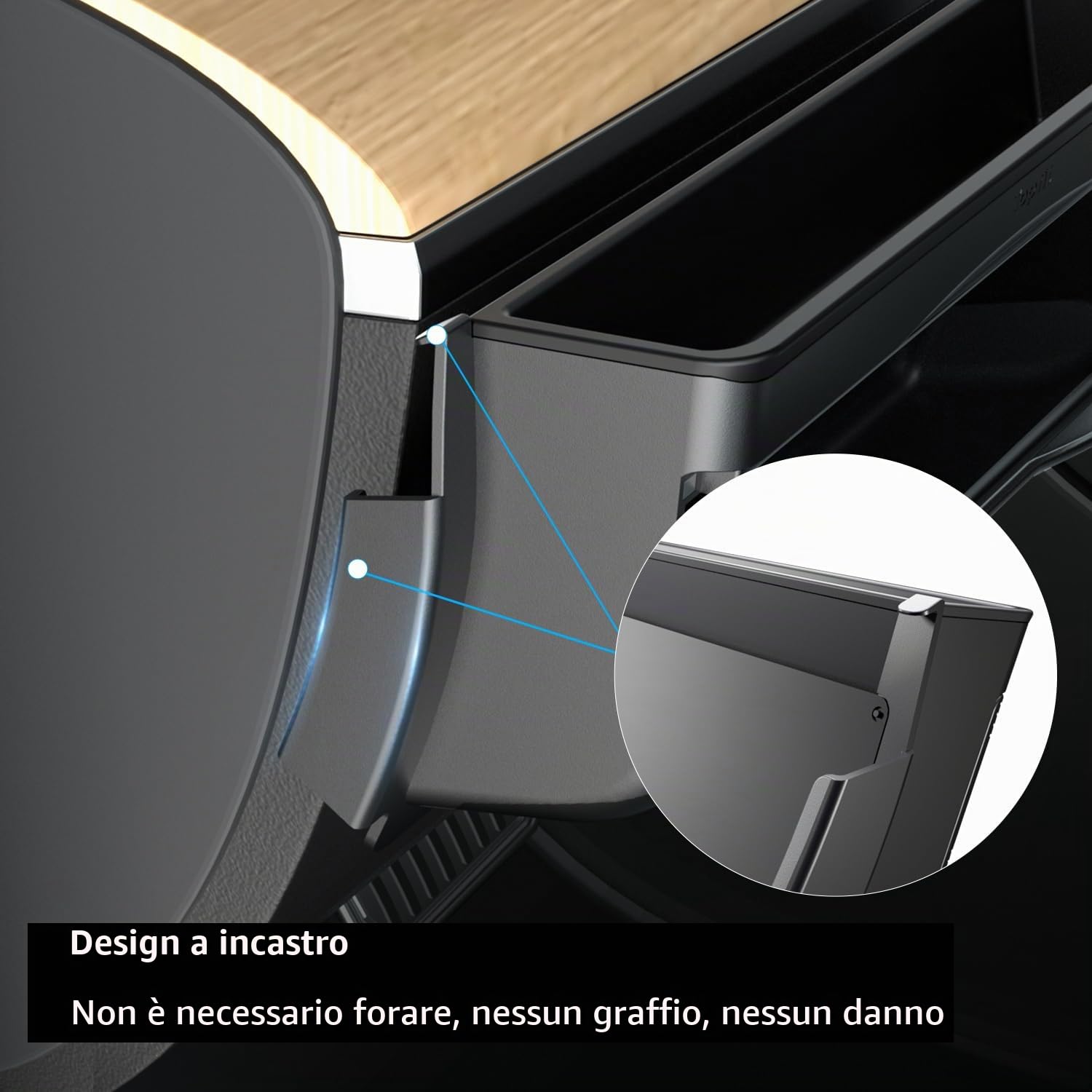 topfit Organizzatore del cruscotto per Tesla Model Y Model 3 Scatola di immagazzinaggio multifunzionale Occhiali da sole Porta telefono Vano portaoggetti Accessori Organizzati per Tesla Model Y/3