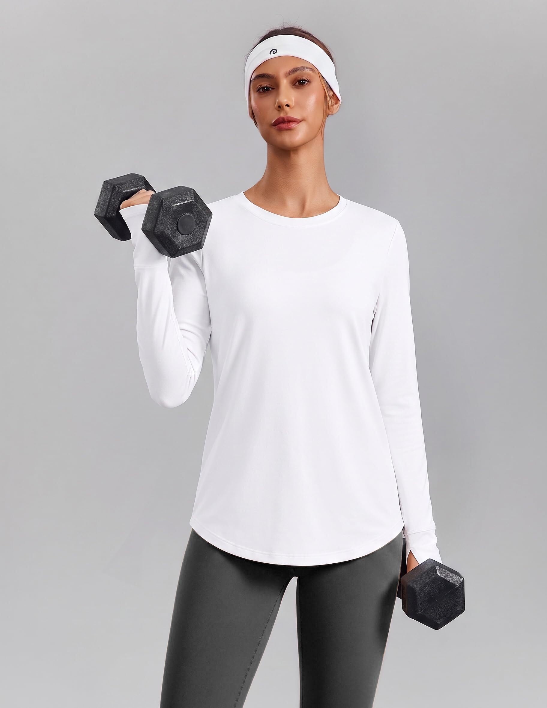 PINSPARK Camiseta Deportiva para Mujer Camiseta De Manga Larga para Gimnasio Protección Solar UPF 50 Camiseta para Correr De Secado Rápido Camiseta Funcional Camiseta Deportiva para Fitness Y Yoga