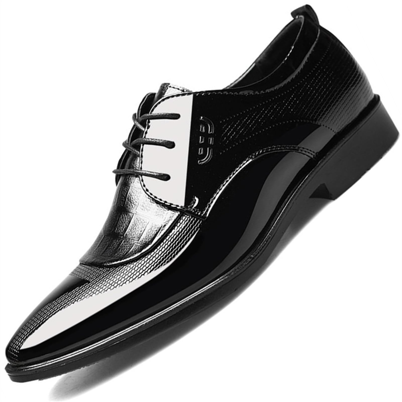 Mens High Gloss Oxford Lace Up Casual Loafers Business Trendy Patent Leather Dress Shoes