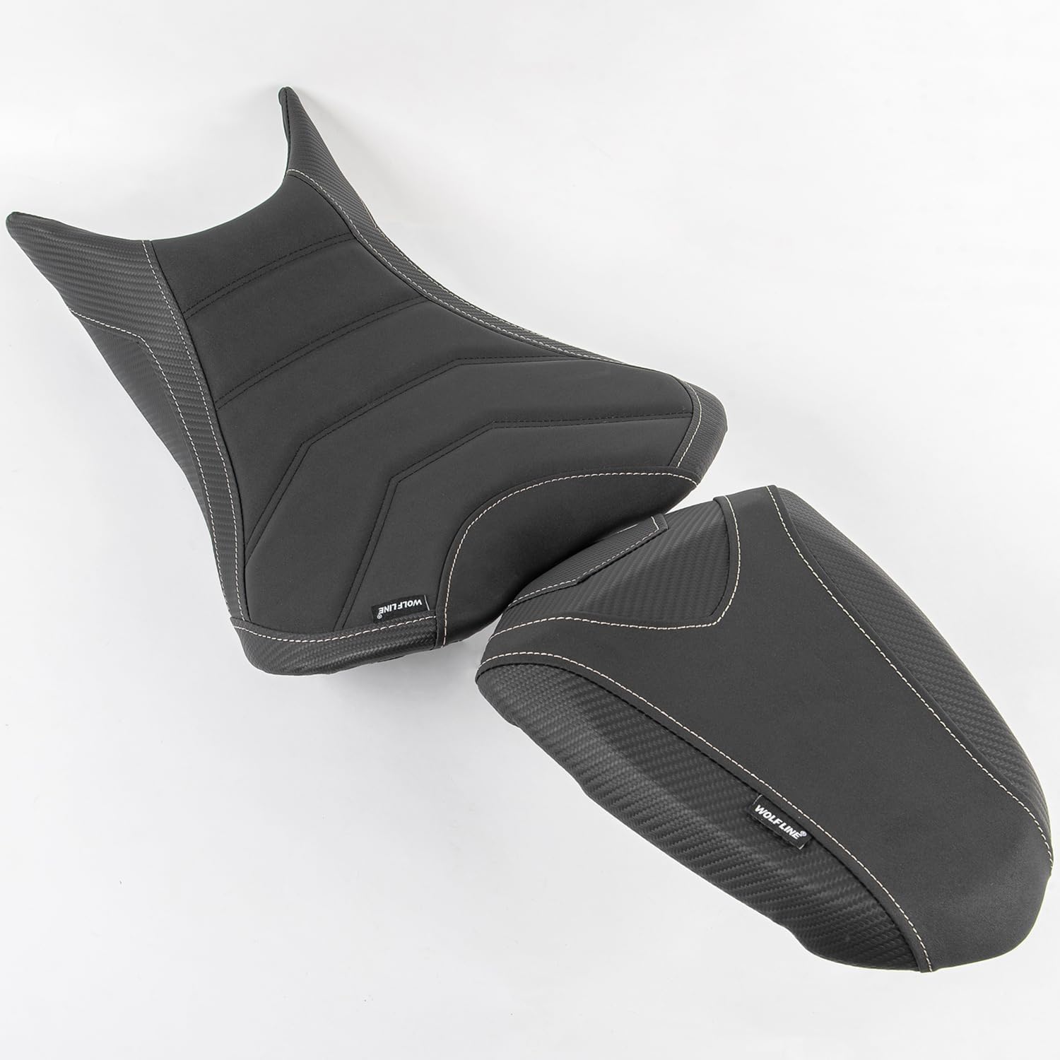 Motorcycle Low-Porfile Front Rider Rear Passenger Seat Fit for Triumph Street Triple 765 R RS 765R 765RS 2023 2024 2025, Leather Saddle Solo Back Cushion Pillion Pad, Black