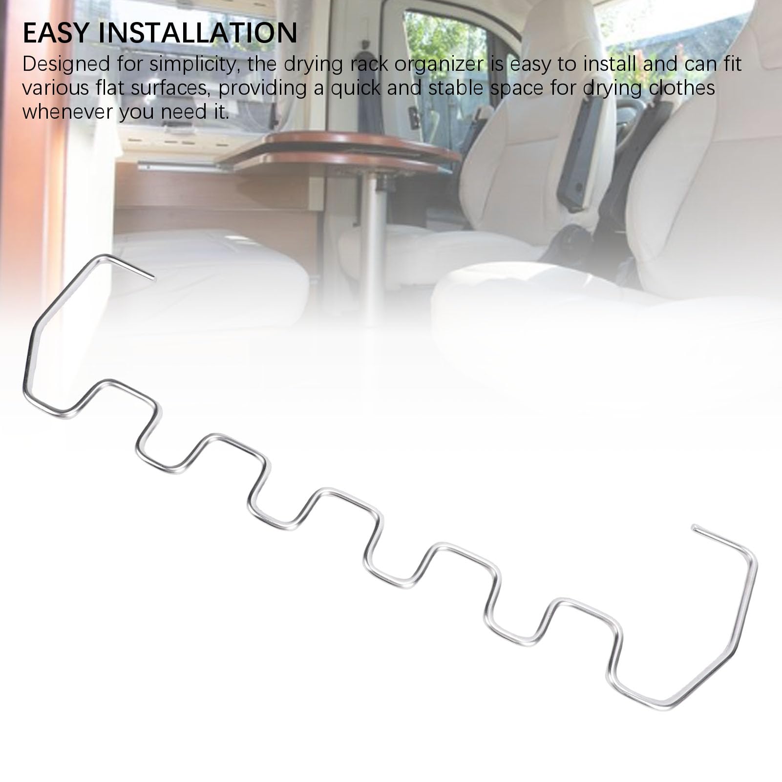 Alomejor Tendedero de Ropa Interior para RV, Organizador Plegable para Camping, Remolque, Hogar, Acero Inoxidable con 6 Ranuras