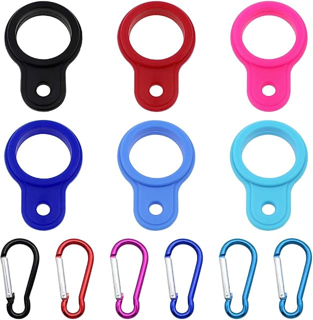 RtottiM 6 Pcs Silicone Water Bottle Buckle Portable Colorful Water Bottle Carrier Buckle for Hiking Camping Traveling Mountain Climbers