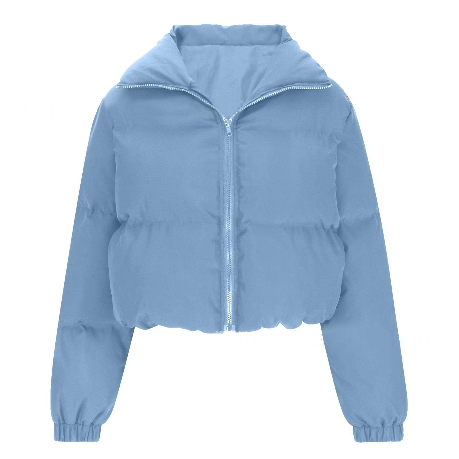 Genérico Abrigo Invierno Mujer Plumon,Chaqueta Corta De Invierno Para Mujer Manga Larga Cuello Con Cremallera Abrigo Corto