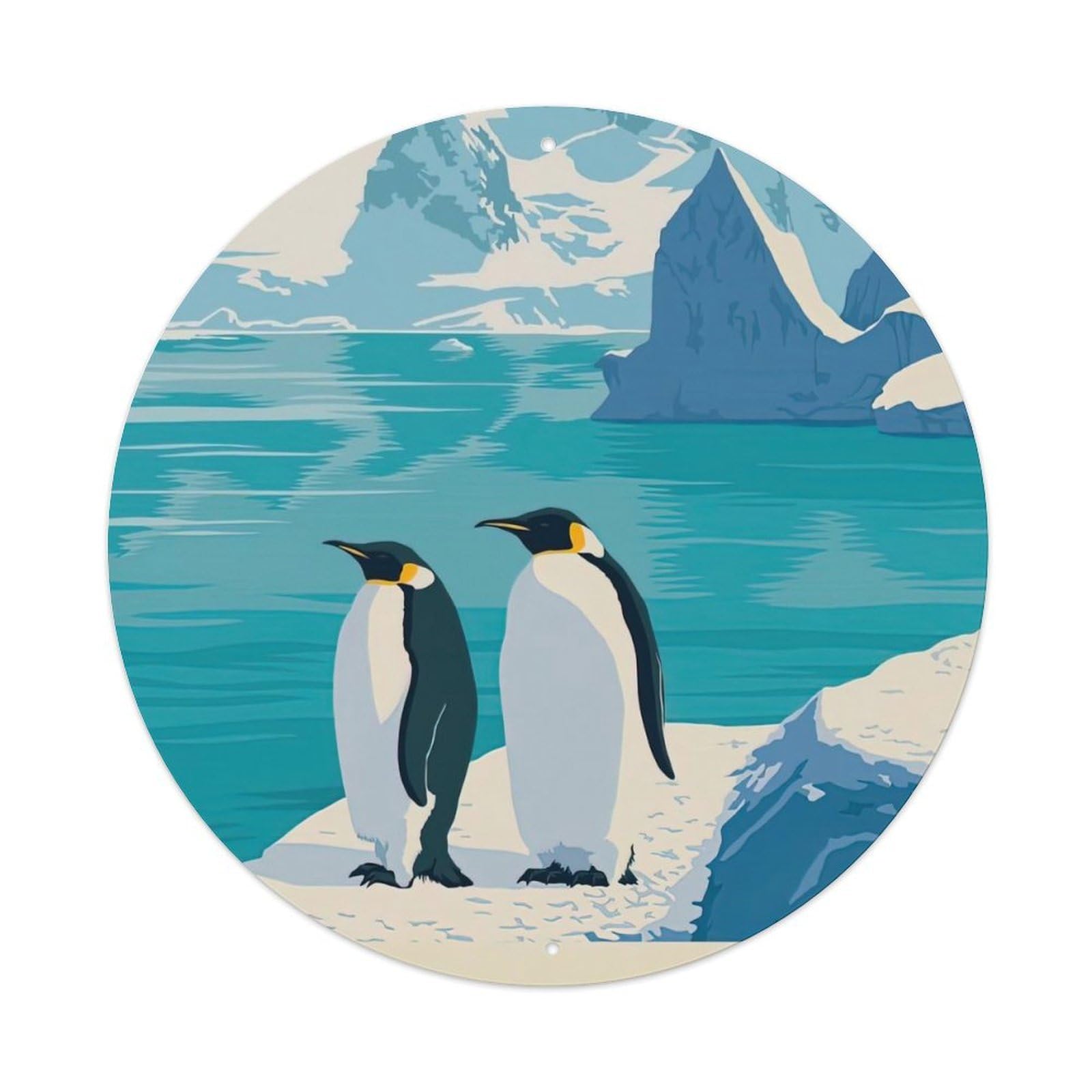 Arctic Animals Penguins in Antarctica Vintage Metal Tin Sign Plaque Wall Decor for Cafe, Club Bar, Office, Garden Metal Poster 8x8Inch