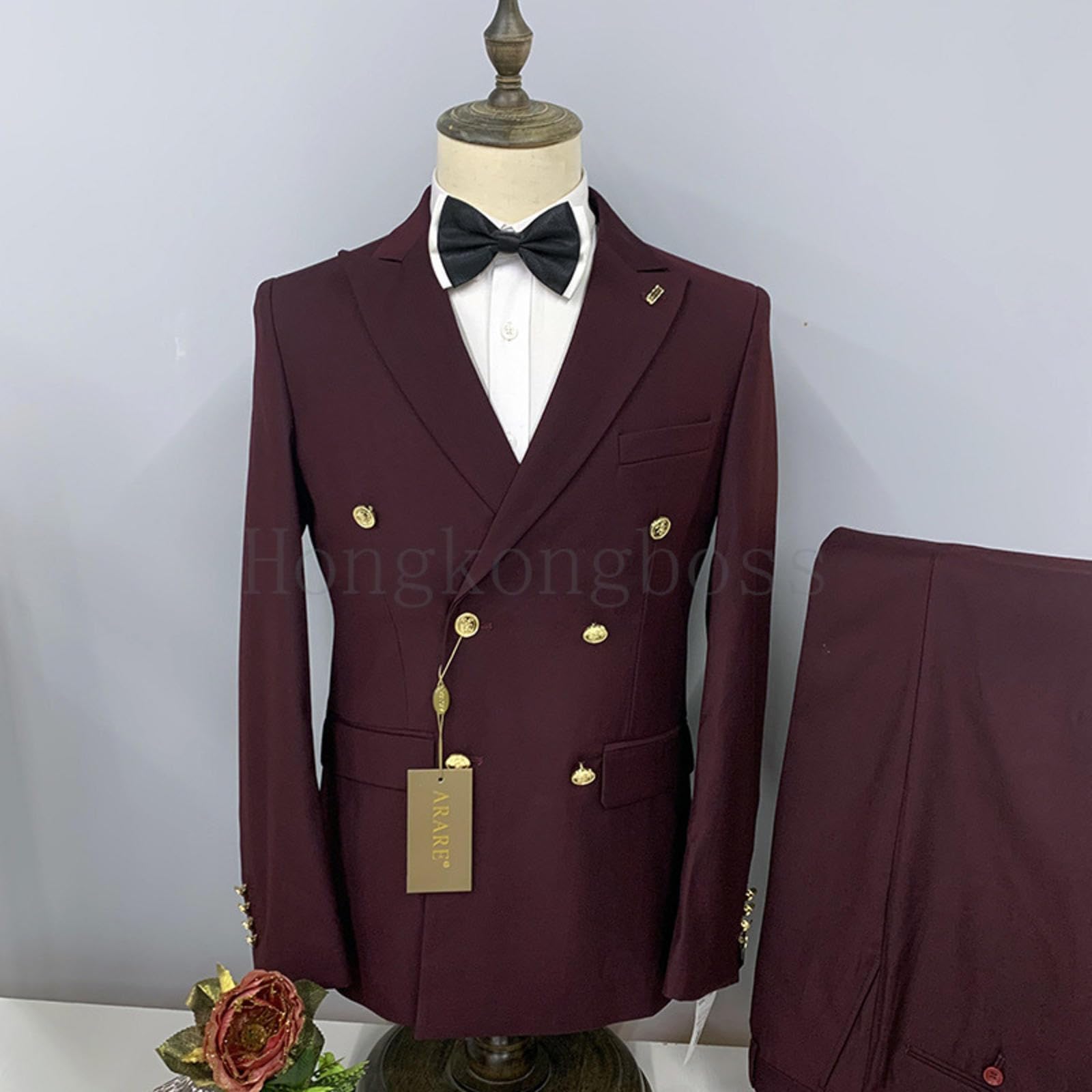 2 szt. Zestaw garniturów Marynarka Kurtka Spodnie/Moda męska Casual Business Dwurzędowe formalne ubranie ślubne pana młodego