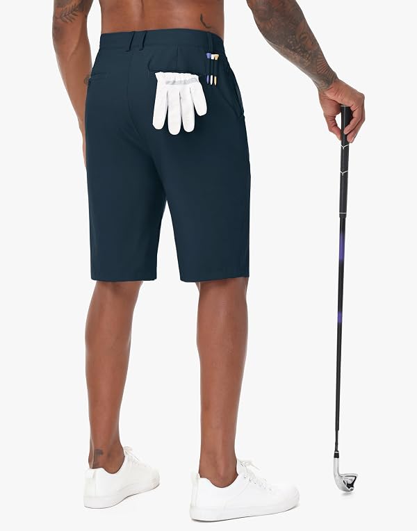 JWM Mens Golf Shorts 11" Inseam with Zip Pocket Flat Front Dress Shorts by JWM - Used condition - Image 2