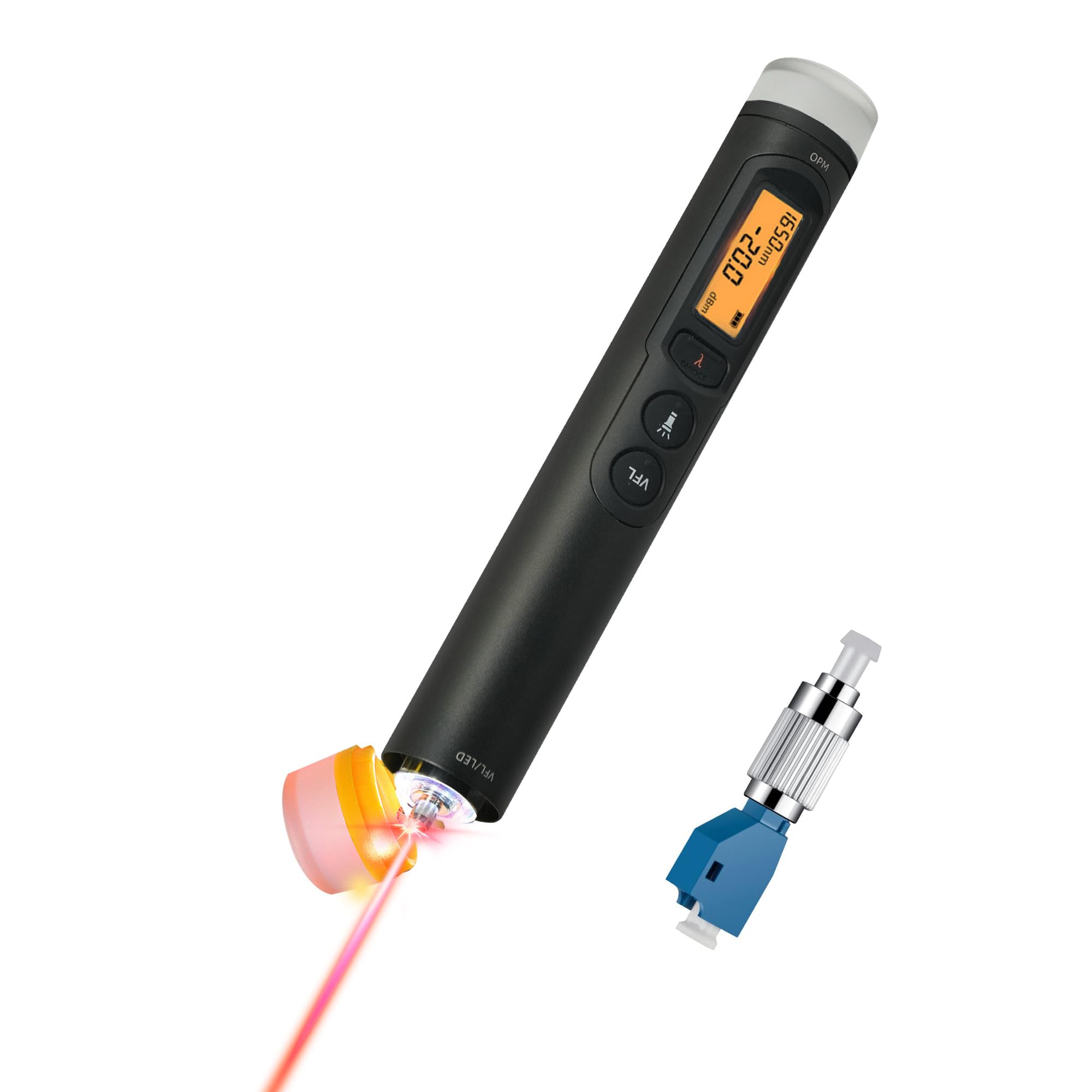 TFN 3-in-1 Fiber Optic Tester, 10KM Visual Fault Locator, Optical Power Meter with LCD Display and LED Light, Includes FC Male to LC Female Adapter for LC/FC/SC/ST-picture-14