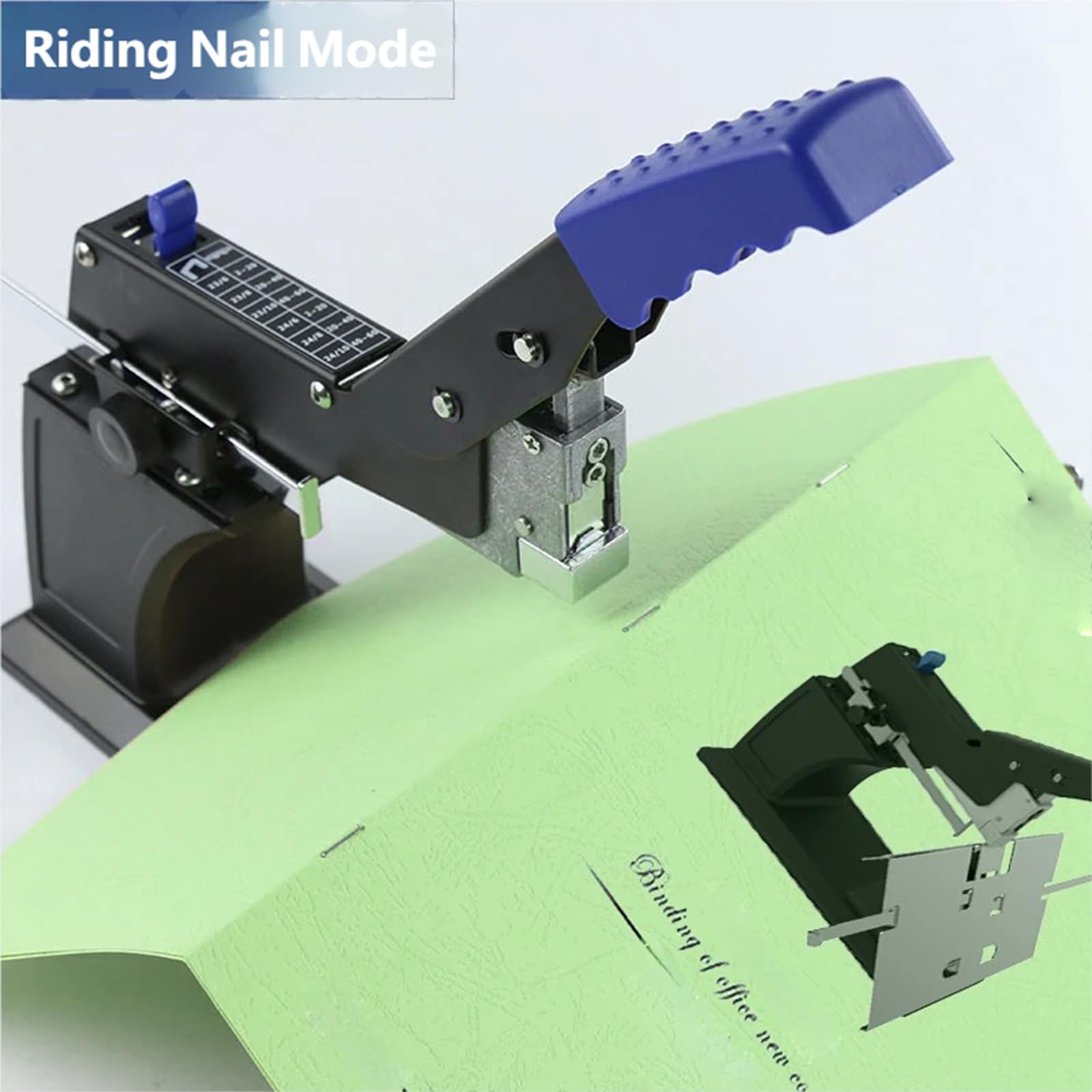 Grapadora manual de puntada de sillín resistente, grosor de encuadernación de 6,5 mm, modos de grapado plano y de sillín, ideal para oficina y uso doméstico, herramienta de encuadernación de papel