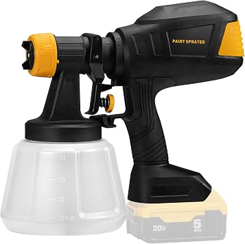 Brushless Cordless Paint Sprayer for Dewalt 20V Battery,4 Nozzles,150 Din/s Viscosity,1000ml/min Flow Rate & 1200ML Electric Paint Gun for Furniture, Walls Battery Not Included