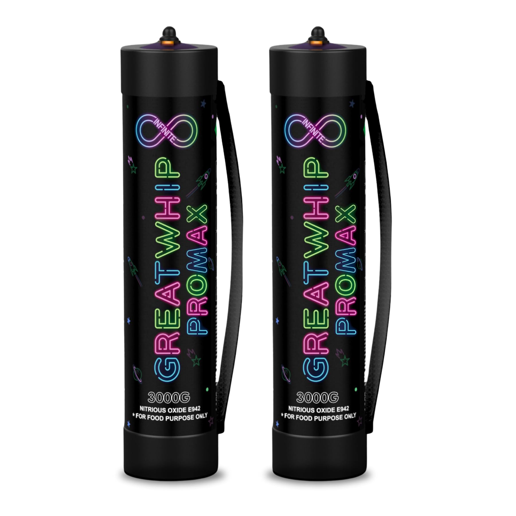 GreatWhip Whipped Cream Chargers, 4.4L Tanks, 3000g N2O Whip Cream Charger Cylinder, Nitrous Oxide Cartridges, 2 Cylinder