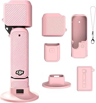 Silicone Case for DJI Osmo Pocket 4, Protective Case with Silicone Base Stand and Wrist Strap Pink