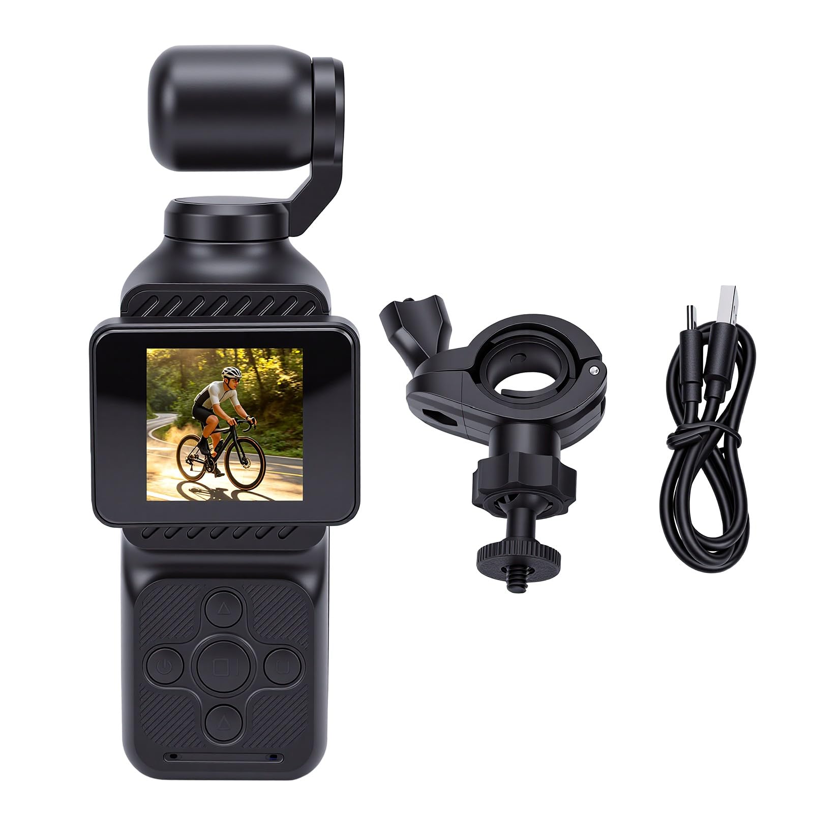 Sxhlseller Videocamera Portatile POV con Obiettivo Ruotabile 2K | Videoregistratore Portatile, Stabilizzazione Elettronica, Registrazione di Vlog di Viaggio, Action Cam