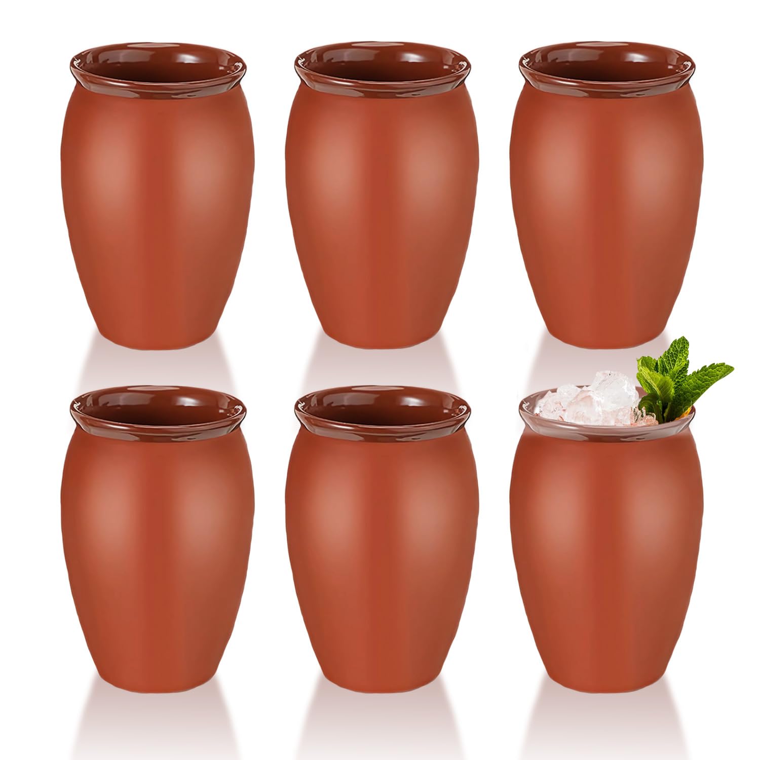 6 vasos de arcilla mexicana Cantaritos de Barro de 16 onzas, vasos de cóctel para margaritas y mojitos