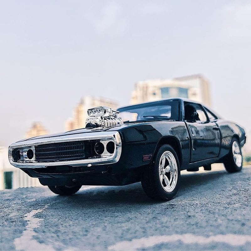 Image of Kids Model 1:32 Fast & Furious 7 Die Cast Metal Car Pull Back Action Opening Doors with Realistic Engine Sound Lights Toy Car Gift for Boys - Black