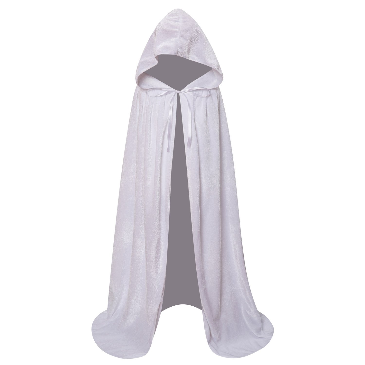 Makroyl Kids Velvet Hooded Cloak Cape Perfect for Halloween,Christmas,School Plays,Wizard,Elf,Fairy,Cosplay & Fancy Dress Costumes (White, Small)