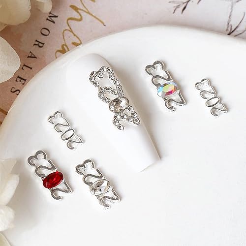 Miniatura 5 de Decoraciones de arte de uñas 2023, remache de diamantes de imitación de uñas con número 2023, diseño de purpurina de uñas de aleación 3D,