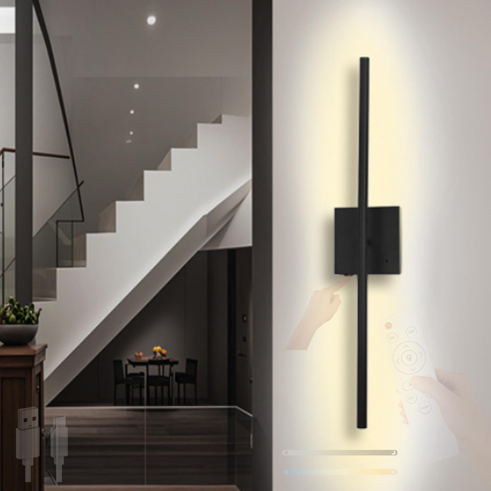 Luz de pared con control táctil para iluminar zonas sin enchufes 8