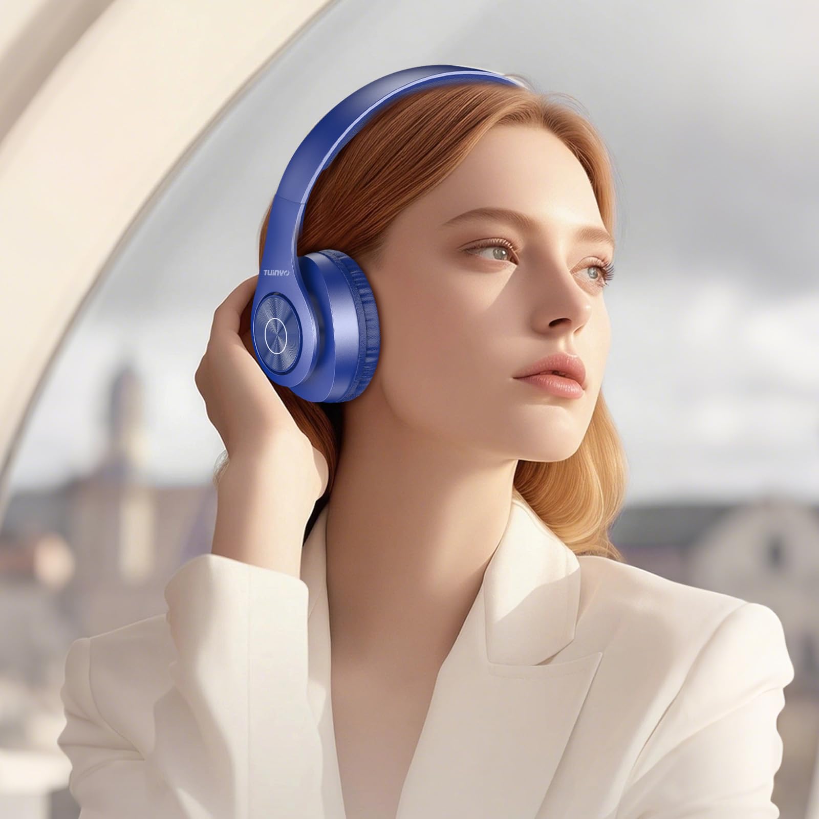TUINYO Bluetooth Headphones Wireless Over Ear, Dark Blue — Amazon image 2