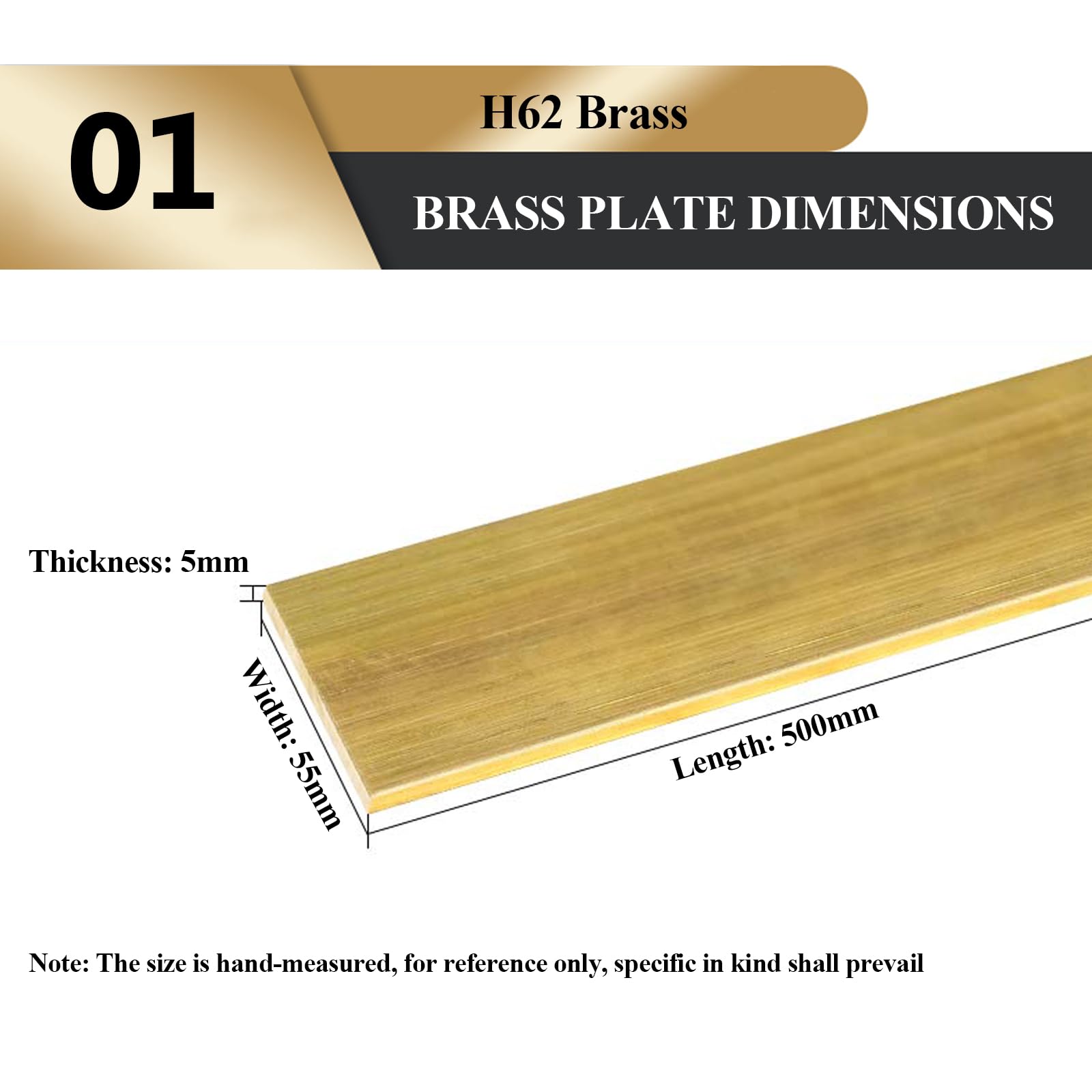 WSYCWG H59 Brass Flat Bar Rectangular Strip Thickness 5Mm Length 500Mm Metal Raw Industrial Materials DIY Model Experiment,5×55×500mm