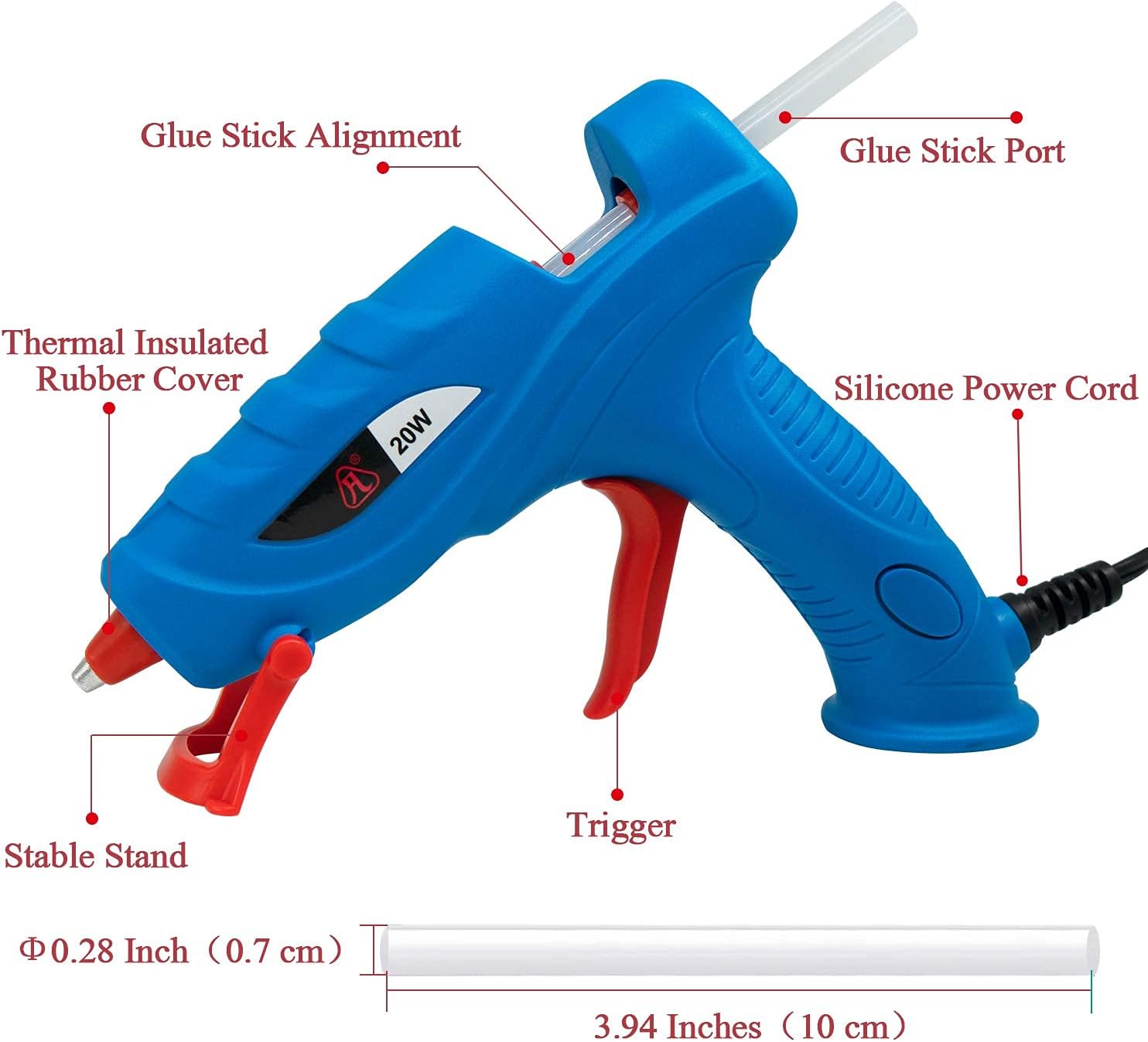 FL Hot Glue Gun, High Temperature Hot Melt Glue Gun Kit with 15 pcs Glue Sticks, Packaging, DIY, Arts & Craft, Repair and More (Light Blue-20W) : Arts, Crafts & Sewing