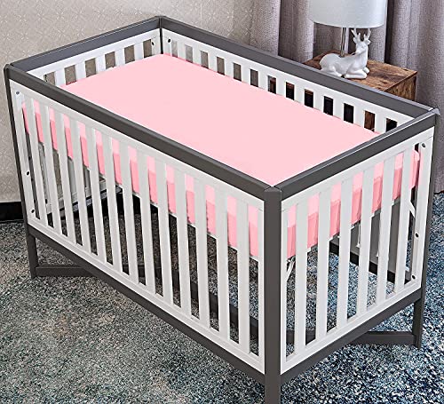 Superity Linen Fitted Pink Crib Sheet - 100% Cotton Only Quality Fabrics Used And Breathable, Machine Wash And Dry - 28X52 (Crib, Pink) #TOP6