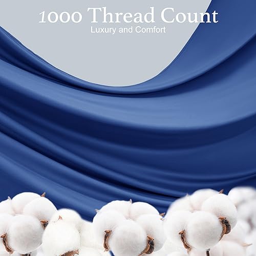 Miniatura 4 de SAKIAO Juego de sábanas de 1000 % algodón egipcio, tamaño Queen 7 (azul marino, King)