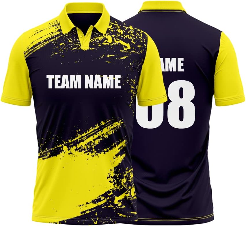 Cricket Polo Collar Sports Jersey for Men With Team Name and Number Printed | T-Shirt With Customizable Name | DOdr1008-C01242023-C-POLO-78