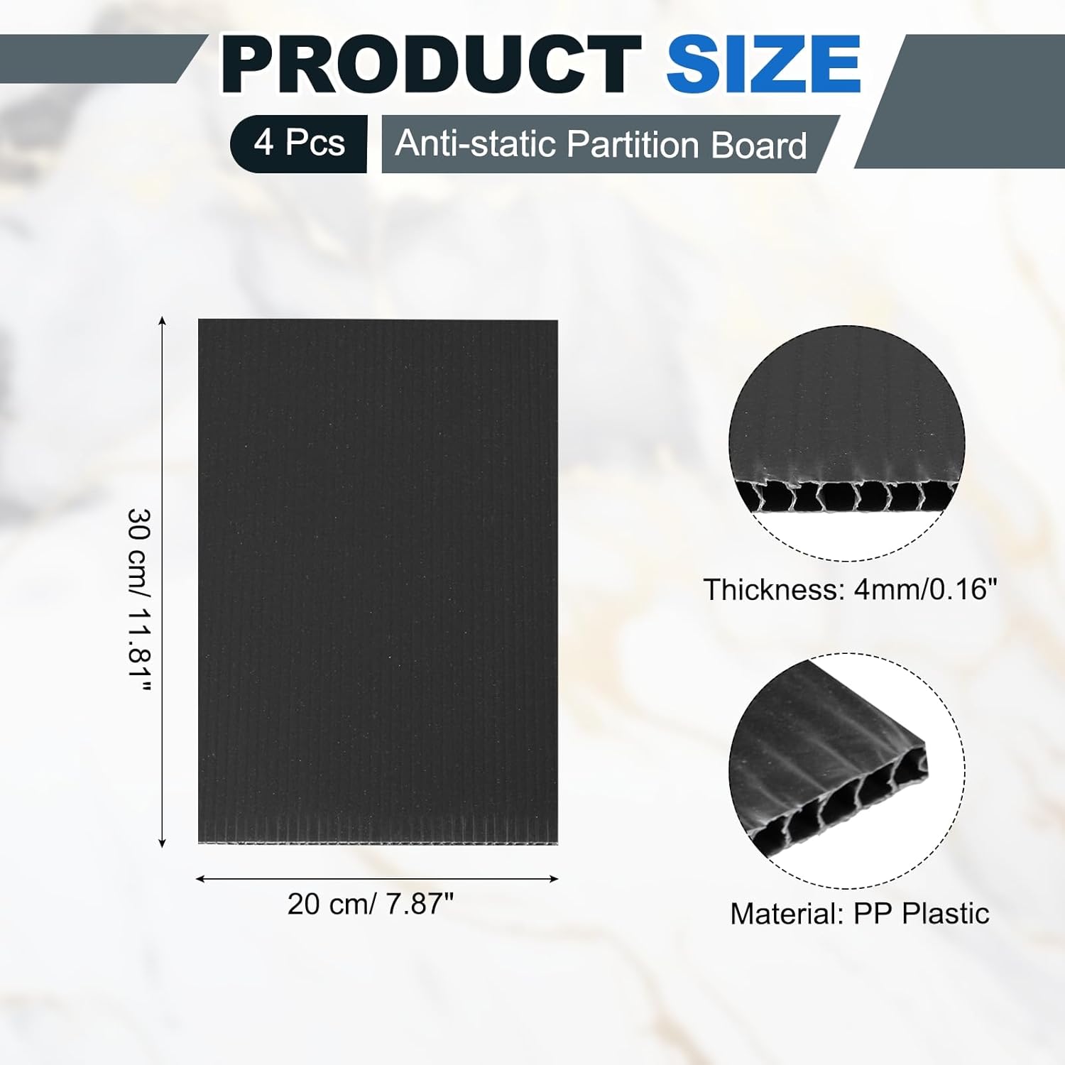 4 Pcs Corrugated Plastic Sheet 4mm Black Corrugated Plastic Boards 12 X 12 Inch Blank Waterproof Signs for Crafts DIY Guide Poles Party Decorations