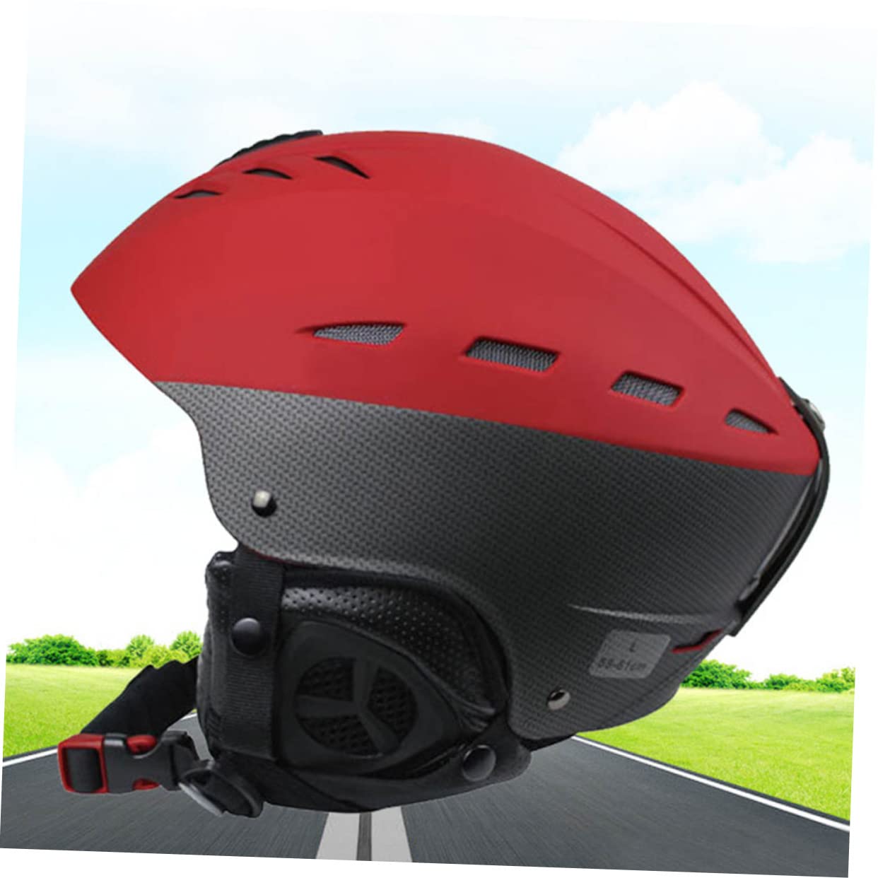 BESPORTBLE Casque de Ski Rouge Unisexe M 55-58cm, Abs, 16 Aérations