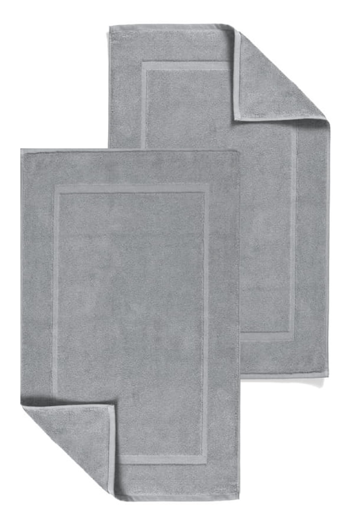 Textile Do 2 Piece Cotton Bath Mats Terry Toweling Bathroom Rugs 1000 GSM Super Soft and Absorbent Floor Mat, Bathroom Shower Mat Set (Cotton, Silver)