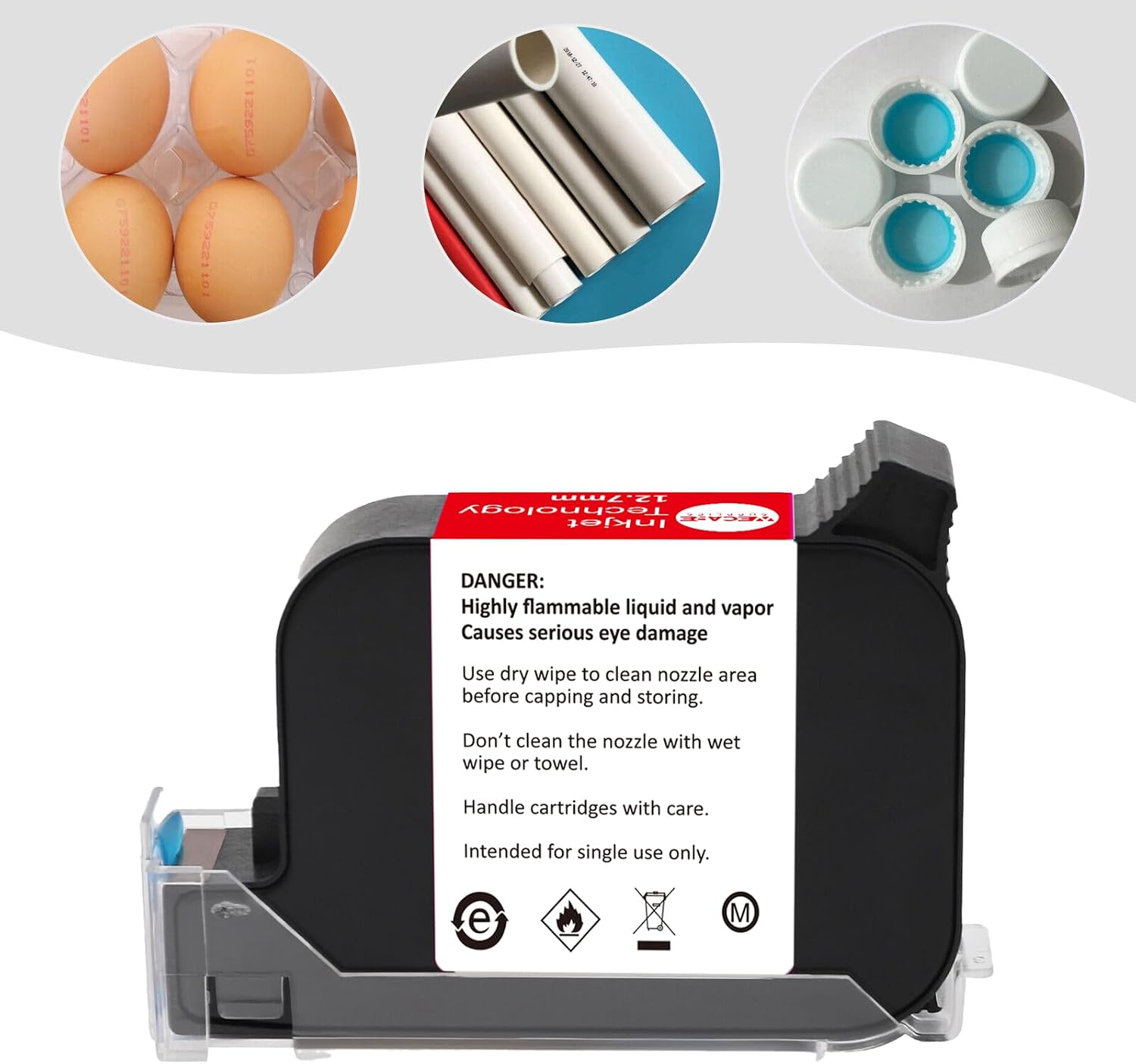 Original Black Ink Cartridge Fast Dry Replacement 42ml Ink Cartridge Compatible for Handheld Inkjet Printer and Mini Handheld Inkjet Printer