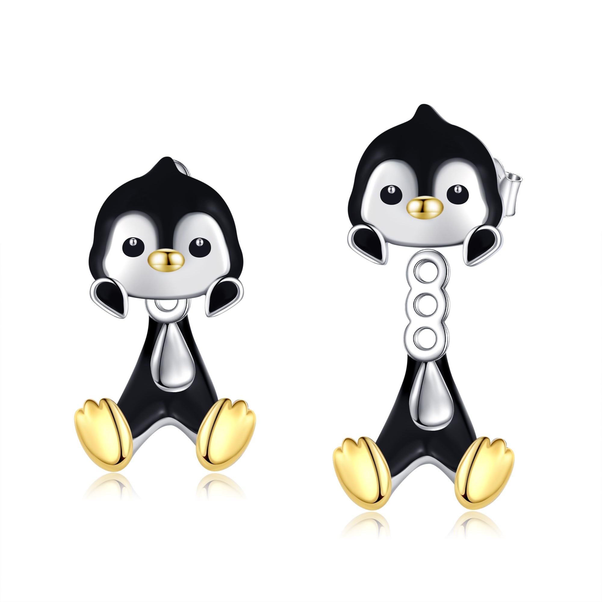 VONALA 925 Sterling Silver Black Cat Dog Hippo Snake Frog French Bulldog Bunny Cow Monkey Penguin Panda Pig Koala Fox Axolotl Stud Earrings for Women Hypoallergenic Gifts Birthday