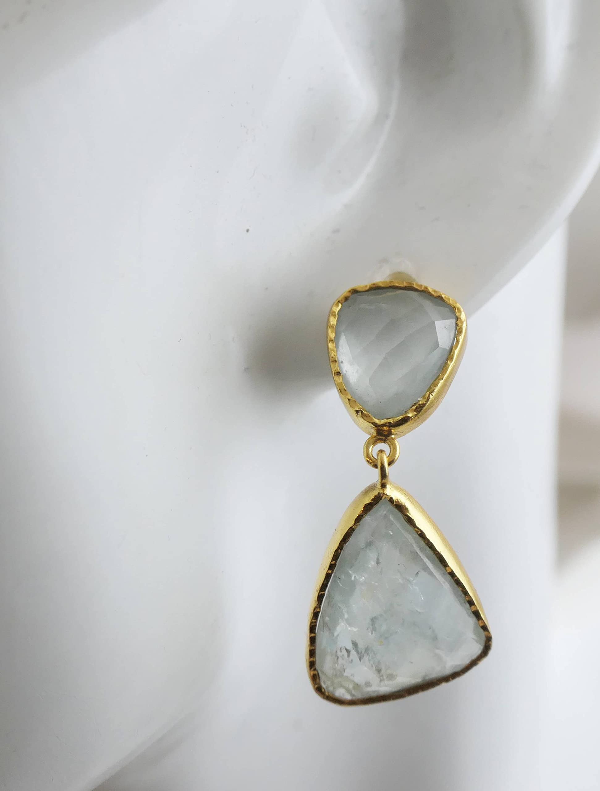 Pendientes de Plata 925 con Baño de Oro Aguamarina
