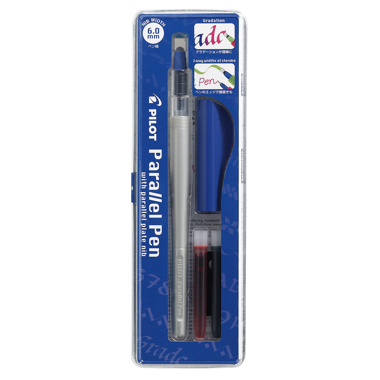 Pilot 6.0mm Parallel Pen with Cartridge, Ink Color-Blue-image-9