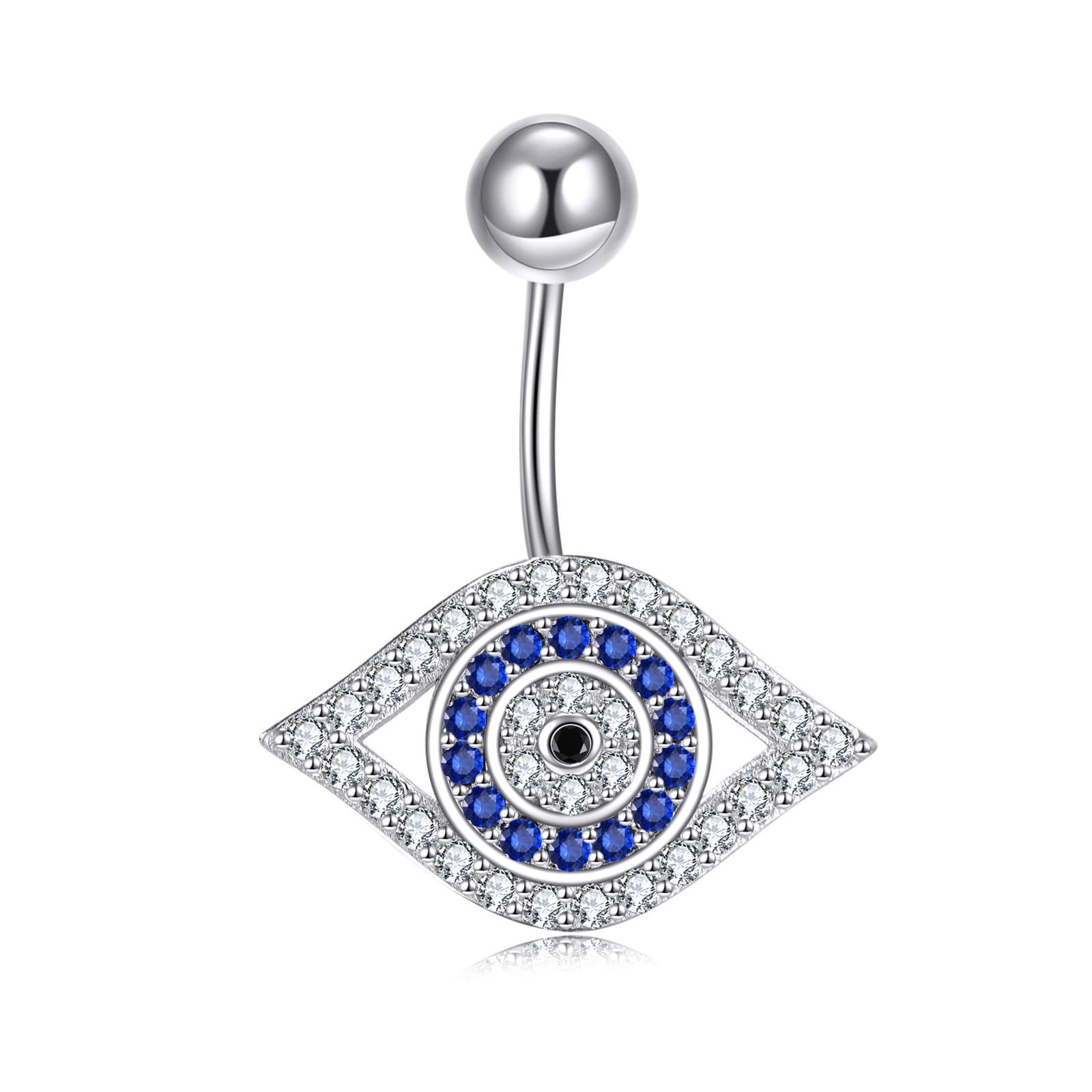 Anneau De Nombril Argent Sterling 925 Avec œil Maléfique - Bijou Piercing Hypoallergénique Pour Femme