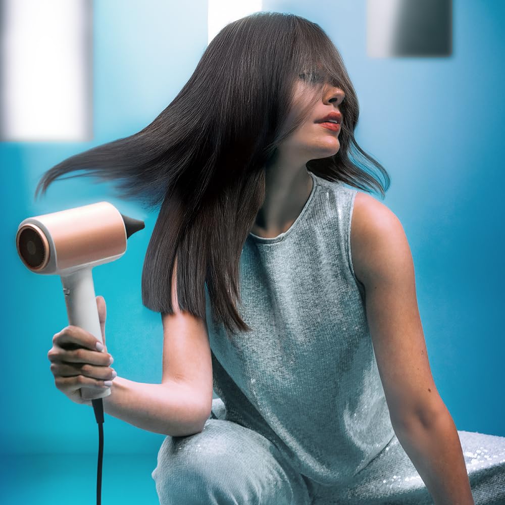 Cecotec Sèche-Cheveux Brushless de Dernière Génération DryGlam Nano Plasma Champagne, Puissance de 110 000 RPM et 1600W, Fonction Plasma, Grand Flux d’Air, Durable, 3 Températures et 3 Vitesses