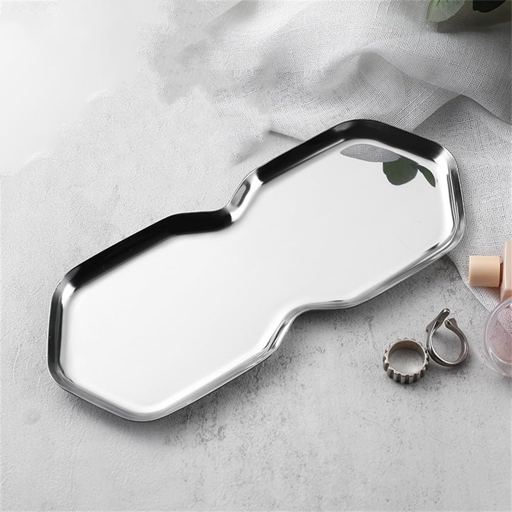Bandeja Metálica para Guardar Baratijas Bandeja de Acero Inoxidable for Joyas y cosméticos (4 Unidades) para Usar en el Baño o la Cómoda(Colour 5)