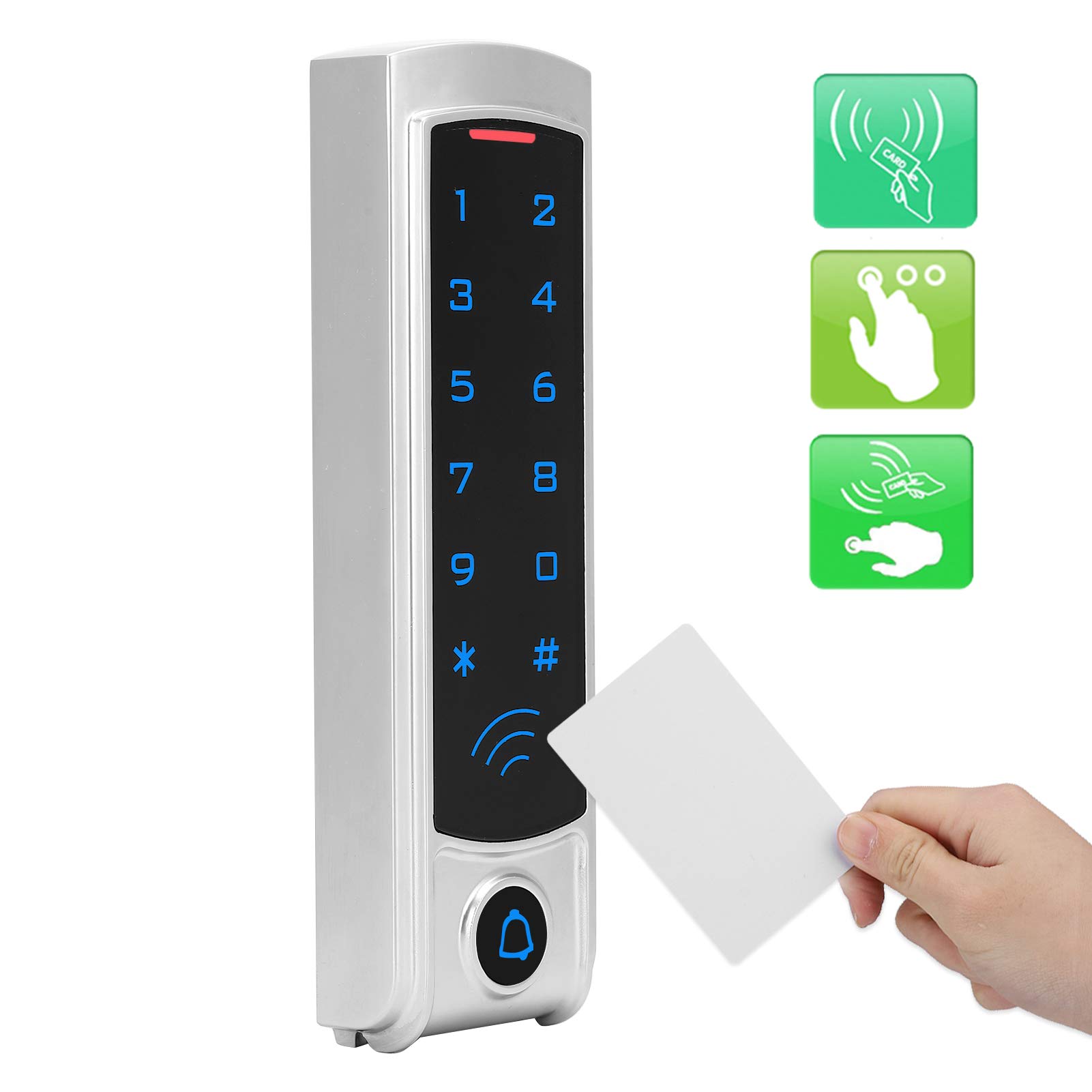 Teclado Lector de Tarjetas con Teclado Retroiluminado para Control de Acceso de Alta Seguridad, 2000 Usuarios, Material Metálico, Frecuencia de 13,56 MHz